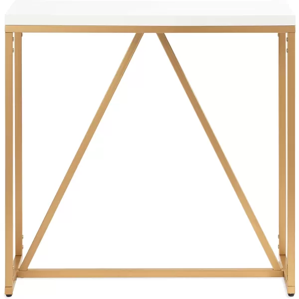 Kate and Laurel Kaya Modern Glam Console 30 x 30 x 10 Painted Rectangle TwoTone Entryway Table with Geometric Metal Base and Mixed Materials Design 30x10x30 WhiteGold