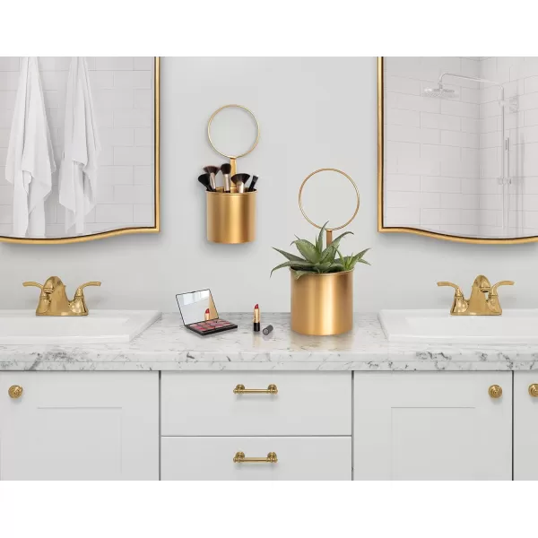 Kate and Laurel Kellet Modern Wall Planter Set of 2 Gold Geometric Indoor Hanging PlantersGold