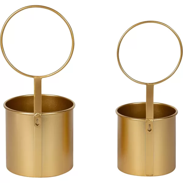 Kate and Laurel Kellet Modern Wall Planter Set of 2 Gold Geometric Indoor Hanging PlantersGold