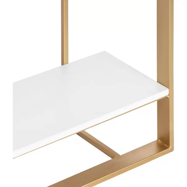 Kate and Laurel Kercheval Glam TwoTier Wall Shelf 24 x 6 x 22 White and Gold Modern Small Bookshelf with Two Tiers for Use as Living Room Display or Over The Toilet Storage