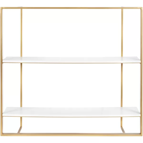 Kate and Laurel Kercheval Glam TwoTier Wall Shelf 24 x 6 x 22 White and Gold Modern Small Bookshelf with Two Tiers for Use as Living Room Display or Over The Toilet Storage