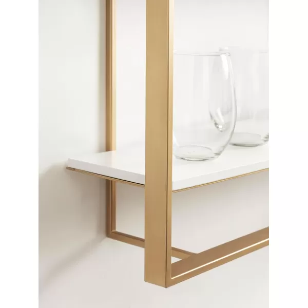 Kate and Laurel Kercheval Glam TwoTier Wall Shelf 24 x 6 x 22 White and Gold Modern Small Bookshelf with Two Tiers for Use as Living Room Display or Over The Toilet Storage