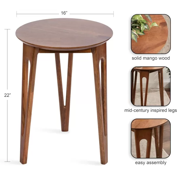 Kate and Laurel Kershaw Living Room Round Side Table with Tapered Hairpin Legs for Use as Bedroom Nightstand 16x16x22 Walnut BrownWalnut Brown