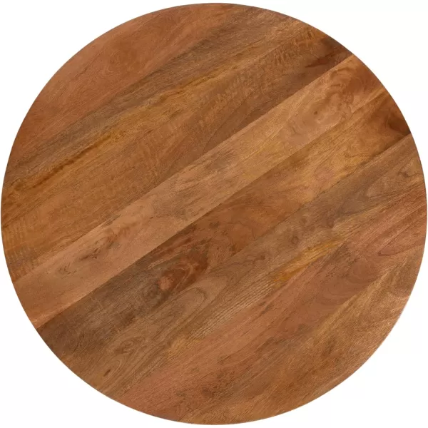 Kate and Laurel Kershaw MidCentury Modern Round Coffee Table 30 x 30 x 19 Walnut Brown Transitional Circle Living Room Table with Solid Mango Wood Construction and Tapered Hairpin LegsWalnut Brown