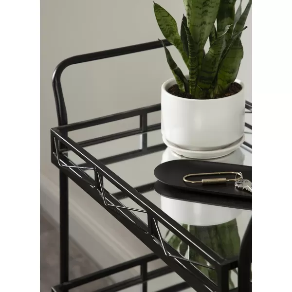 Kate and Laurel Ketia Glam Metal Bar Cart 23 x 13 x 34 Gold Glamorous Three Tier Gold Bar Cart for Display and StorageBlack