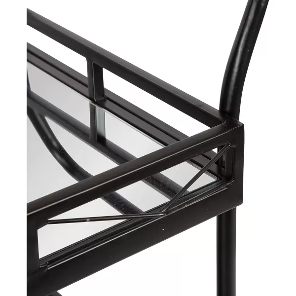 Kate and Laurel Ketia Glam Metal Bar Cart 23 x 13 x 34 Gold Glamorous Three Tier Gold Bar Cart for Display and StorageBlack