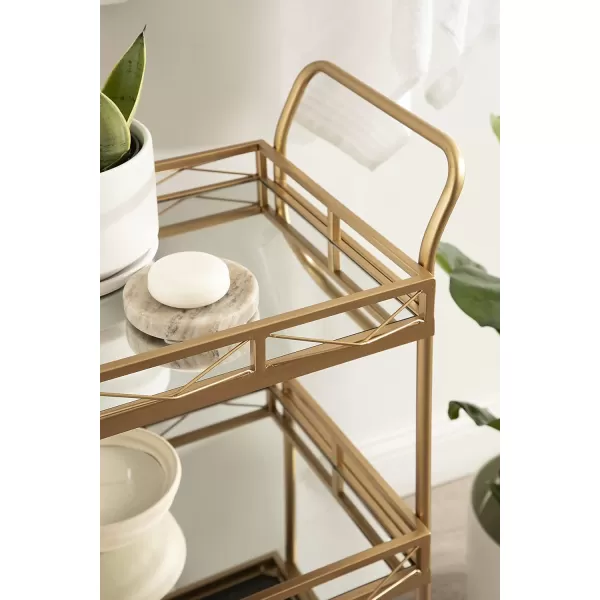 Kate and Laurel Ketia Glam Metal Bar Cart 23 x 13 x 34 Gold Glamorous Three Tier Gold Bar Cart for Display and StorageGold