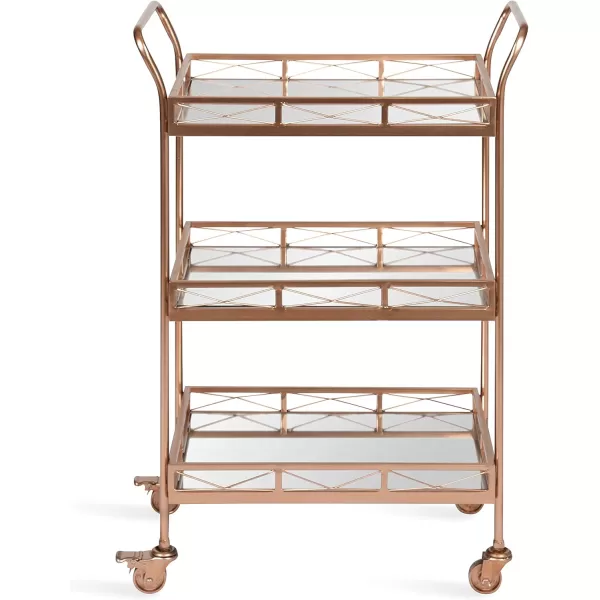 Kate and Laurel Ketia Glam Metal Bar Cart 23 x 13 x 34 Gold Glamorous Three Tier Gold Bar Cart for Display and StorageRose Gold