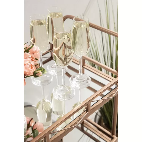 Kate and Laurel Ketia Glam Metal Bar Cart 23 x 13 x 34 Gold Glamorous Three Tier Gold Bar Cart for Display and StorageRose Gold
