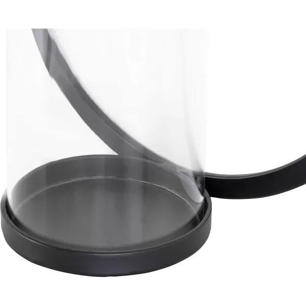 Kate and Laurel Khauli Glam Round Wall Sconce 12 Inch Diameter Black Metal Geometric Candle Holders for WallBlack