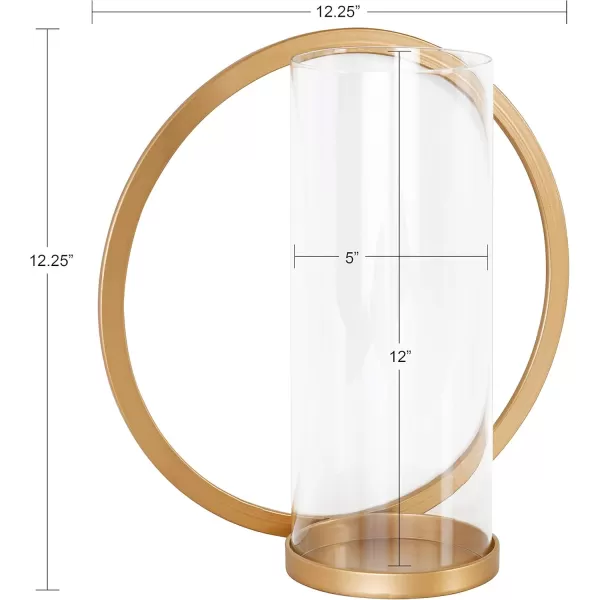 Kate and Laurel Khauli Glam Round Wall Sconce 12 Inch Diameter Black Metal Geometric Candle Holders for WallGold
