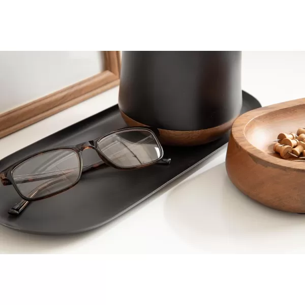 Kate and Laurel Koni Modern ThreePiece Tabletop Organization Set 12 x 6 x 5 Walnut Brown and Black Wood and Metal Organizational Set for Home Office or Entryway DecorBlackWalnut Brown
