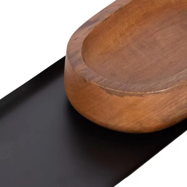 Kate and Laurel Koni Modern ThreePiece Tabletop Organization Set 12 x 6 x 5 Walnut Brown and Black Wood and Metal Organizational Set for Home Office or Entryway DecorBlackWalnut Brown