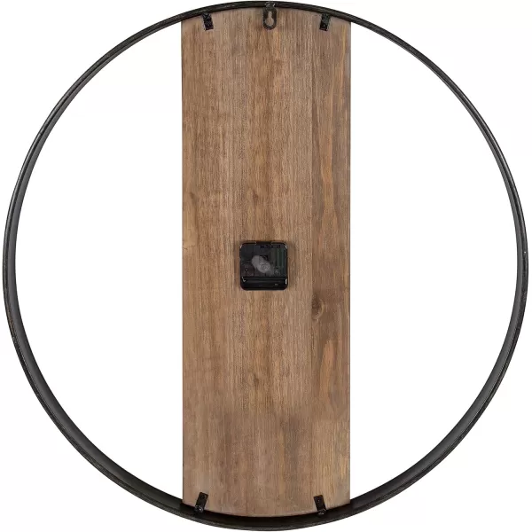 Kate and Laurel Ladd Modern Farmhouse 24quot Diameter Numberless Wood and Metal Round Wall Clock Brown and Black