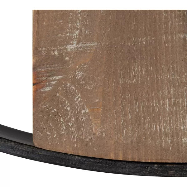 Kate and Laurel Ladd Modern Farmhouse 24quot Diameter Numberless Wood and Metal Round Wall Clock Brown and Black