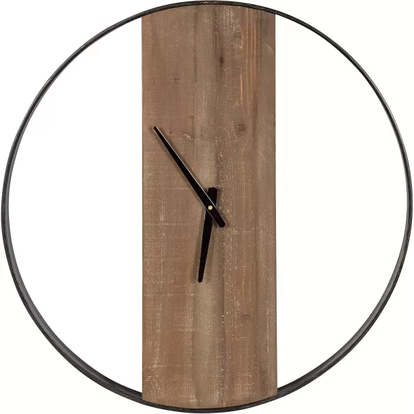 Kate and Laurel Ladd Modern Farmhouse 24quot Diameter Numberless Wood and Metal Round Wall Clock Brown and Black