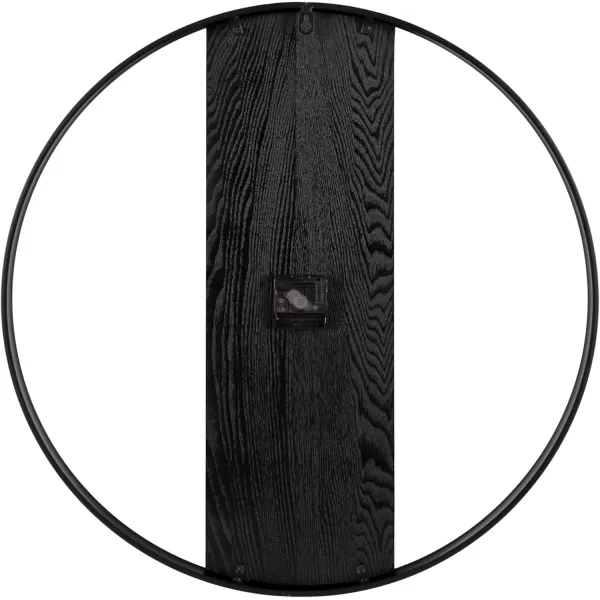 Kate and Laurel Ladd Modern Numberless Round Wall Clock 32 Inch Diameter Hazelnut and Black Decorative Minimal Metal and Wood Clock for Living Room DecorBlackGold