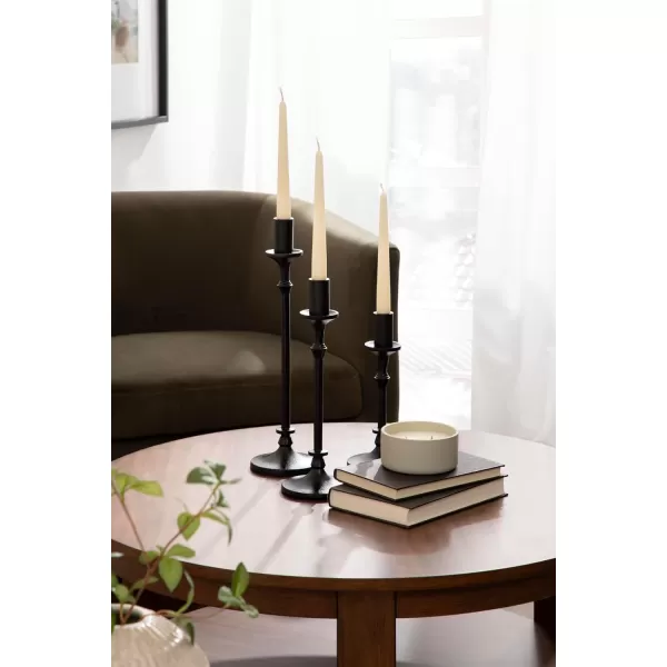 Kate and Laurel Lahari Vintage ThreePiece Taper Candle Holder Set Set of 3 Black Cast Aluminum Metal Candlestick Holders for Dining Table or Fireplace Mantel DisplayBlack
