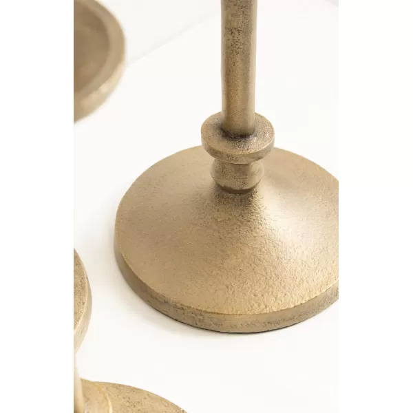 Kate and Laurel Lahari Vintage ThreePiece Taper Candle Holder Set Set of 3 Black Cast Aluminum Metal Candlestick Holders for Dining Table or Fireplace Mantel DisplayGold