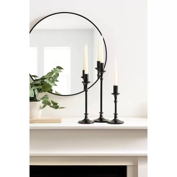 Kate and Laurel Lahari Vintage ThreePiece Taper Candle Holder Set Set of 3 Black Cast Aluminum Metal Candlestick Holders for Dining Table or Fireplace Mantel DisplayBlack