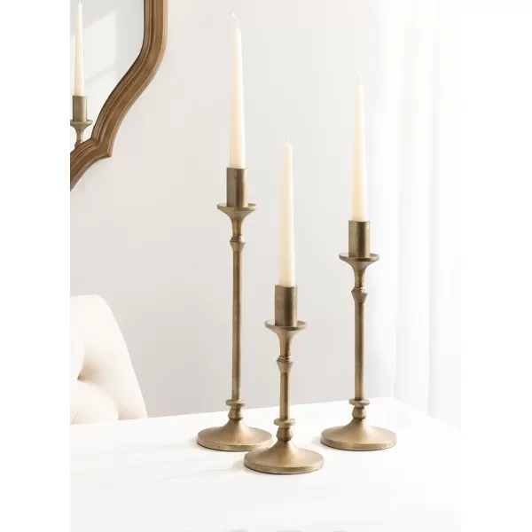 Kate and Laurel Lahari Vintage ThreePiece Taper Candle Holder Set Set of 3 Black Cast Aluminum Metal Candlestick Holders for Dining Table or Fireplace Mantel DisplayGold