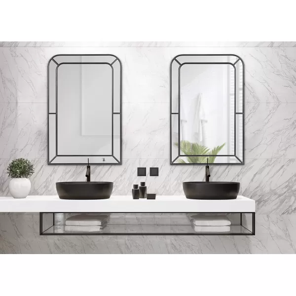 Kate and Laurel Lamson Transitional Framed Wall Mirror 20 x 30 Gold Sophisticated Glam Wall DecorBlack