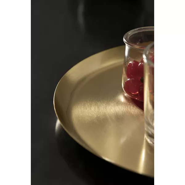 Kate and Laurel Laranya Tiered Round Decorative Tray 12x12x15 WhiteGoldBlackGold