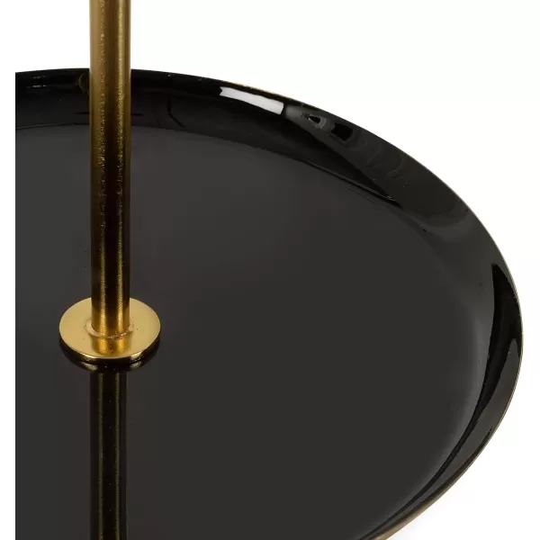 Kate and Laurel Laranya Tiered Round Decorative Tray 12x12x15 WhiteGoldBlackGold