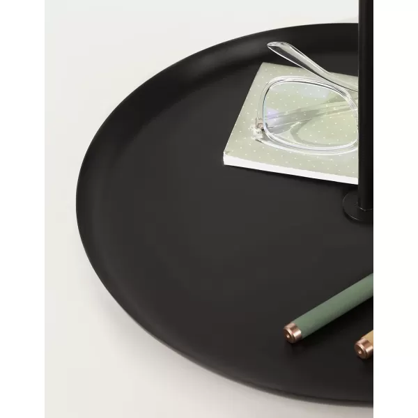 Kate and Laurel Laranya Tiered Round Decorative Tray 12x12x15 WhiteGoldTealBlack