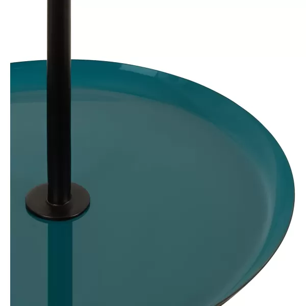 Kate and Laurel Laranya Tiered Round Decorative Tray 12x12x15 WhiteGoldTealBlack