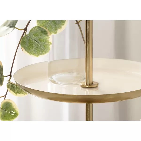 Kate and Laurel Laranya Tiered Round Decorative Tray 12x12x15 WhiteGoldWhiteGold