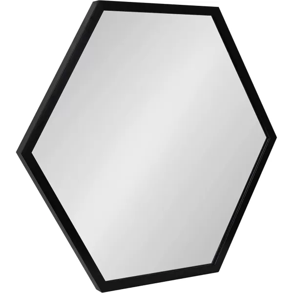 Kate and Laurel Laverty Glam Framed Framed Hexagon Mirror 22 x 31 Gold Modern Geometric Wall DecorBlack