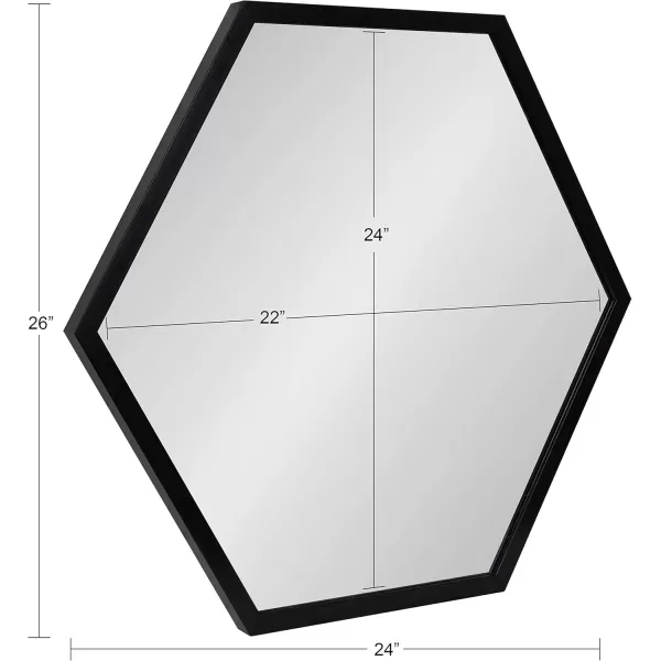 Kate and Laurel Laverty Glam Framed Framed Hexagon Mirror 22 x 31 Gold Modern Geometric Wall DecorBlack