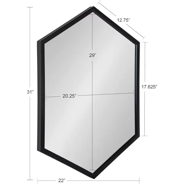 Kate and Laurel Laverty Glam Framed Framed Hexagon Mirror 22 x 31 Gold Modern Geometric Wall DecorBlack