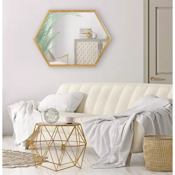 Kate and Laurel Laverty Glam Framed Framed Hexagon Mirror 22 x 31 Gold Modern Geometric Wall DecorGold