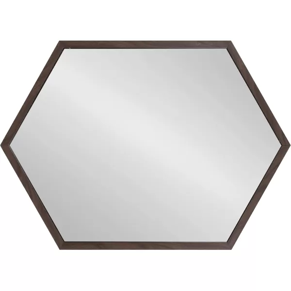 Kate and Laurel Laverty Glam Framed Framed Hexagon Mirror 22 x 31 Gold Modern Geometric Wall DecorWalnut Brown
