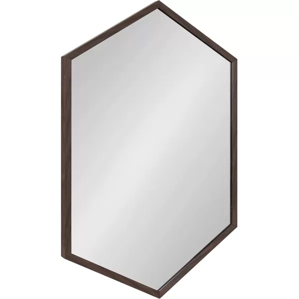Kate and Laurel Laverty Glam Framed Framed Hexagon Mirror 22 x 31 Gold Modern Geometric Wall DecorWalnut Brown