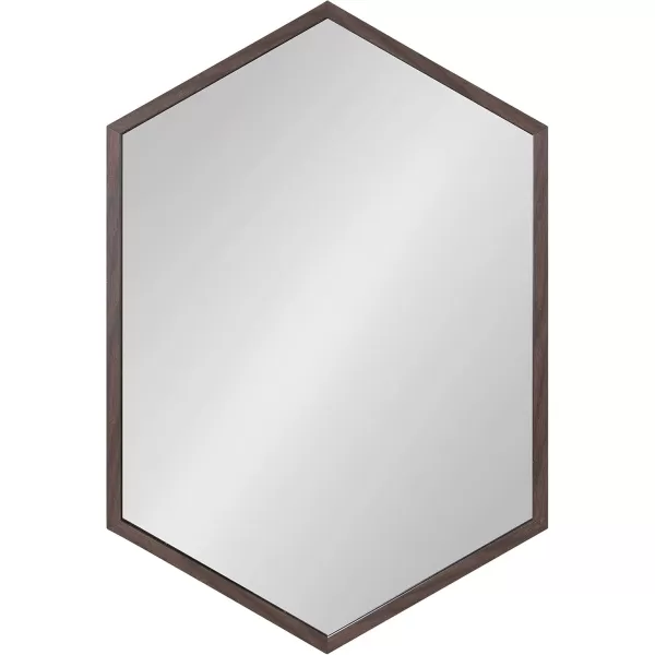 Kate and Laurel Laverty Glam Framed Framed Hexagon Mirror 22 x 31 Gold Modern Geometric Wall DecorWalnut Brown