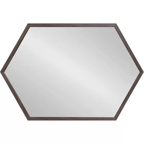 Kate and Laurel Laverty Glam Framed Framed Hexagon Mirror 22 x 31 Gold Modern Geometric Wall DecorWalnut Brown