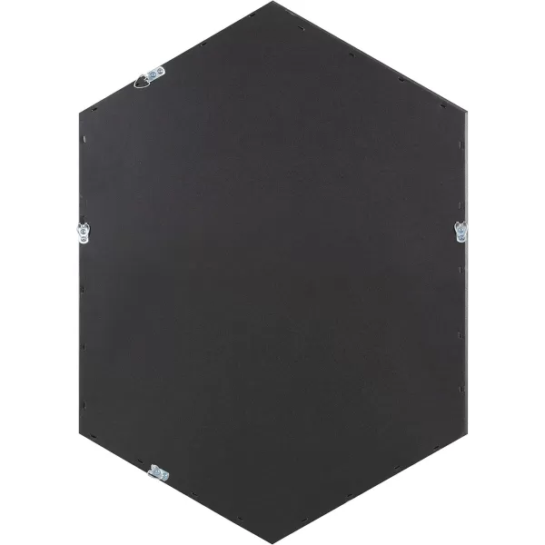 Kate and Laurel Laverty Glam Framed Framed Hexagon Mirror 22 x 31 Gold Modern Geometric Wall DecorWalnut Brown