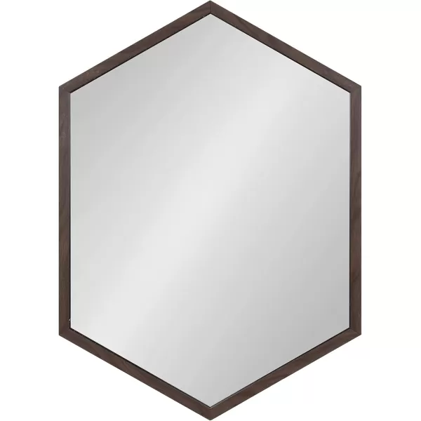 Kate and Laurel Laverty Glam Framed Framed Hexagon Mirror 22 x 31 Gold Modern Geometric Wall DecorWalnut Brown