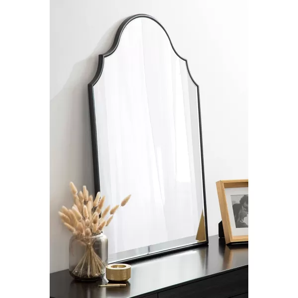 Kate and Laurel Leanna Glam Horizontal Wall Mirror 275 x 315 Gold Sophisticated Large Mirror for WallBlack