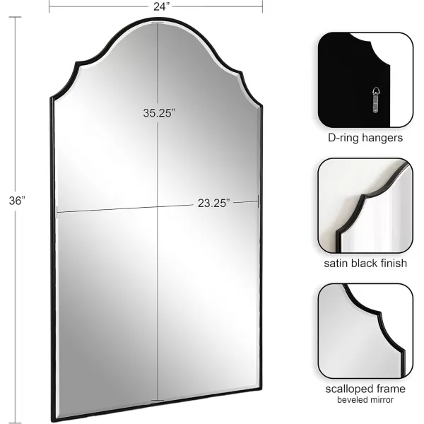 Kate and Laurel Leanna Glam Horizontal Wall Mirror 275 x 315 Gold Sophisticated Large Mirror for WallBlack