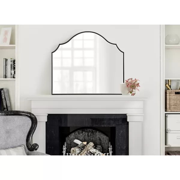 Kate and Laurel Leanna Glam Horizontal Wall Mirror 275 x 315 Gold Sophisticated Large Mirror for WallBlack