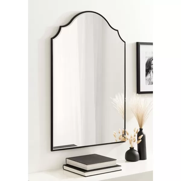 Kate and Laurel Leanna Glam Horizontal Wall Mirror 275 x 315 Gold Sophisticated Large Mirror for WallBlack