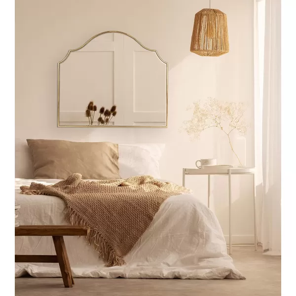 Kate and Laurel Leanna Glam Horizontal Wall Mirror 275 x 315 Gold Sophisticated Large Mirror for WallGold