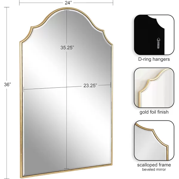 Kate and Laurel Leanna Glam Horizontal Wall Mirror 275 x 315 Gold Sophisticated Large Mirror for WallGold