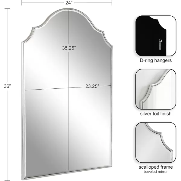 Kate and Laurel Leanna Glam Horizontal Wall Mirror 275 x 315 Gold Sophisticated Large Mirror for WallSilver