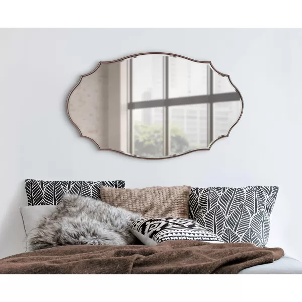 Kate and Laurel Leanna Scalloped Oval Wall Mirror 24quot x 36quot Gold Leaf Chic Modern Glam Wall AccentBronze