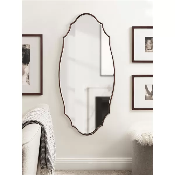 Kate and Laurel Leanna Scalloped Oval Wall Mirror 24quot x 36quot Gold Leaf Chic Modern Glam Wall AccentBronze